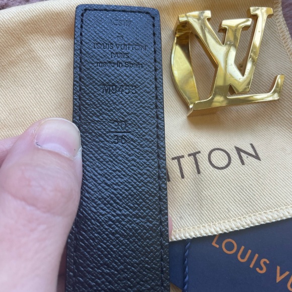 Louis Vuitton Black and Gold Belt with Signature Design